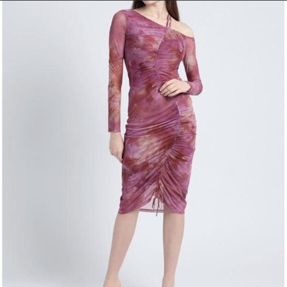 & Other Stories Ruched Tie-Dye One-Shoulder Midi Dress – Perfect for Parties - Picture 1 of 5